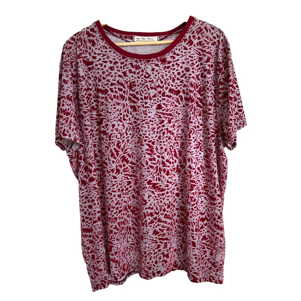We The Free Teddy Burgundy Velvet Burn Out Tee Short Sleeve Shirt SZ M Oversized